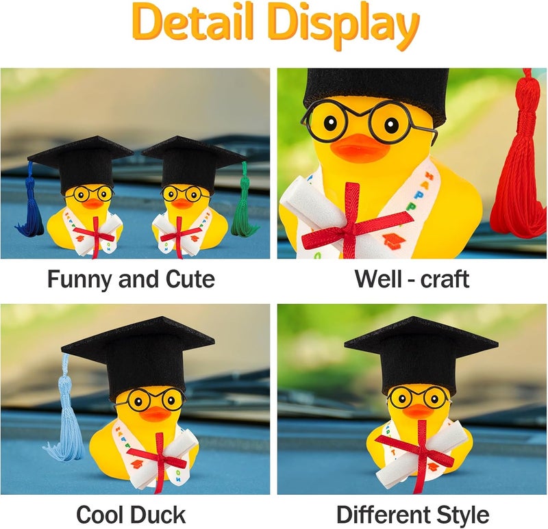 wonuu Graduation Gift Duck Car Dashboard Decorations Rubber Duck Car Ornaments for Nearsighted Glasses Graduation Sash Certificate for Associate, Dark Blue - Image 4